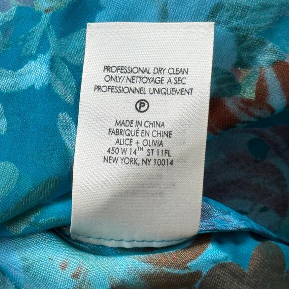 Alice + Olivia Sheila Floral Print Silk Blouse Top Summer Bliss Blue Size XS NWT - Picture 10 of 10